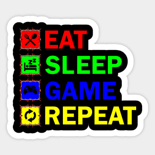 Eat Sleep Game Repeat Sticker